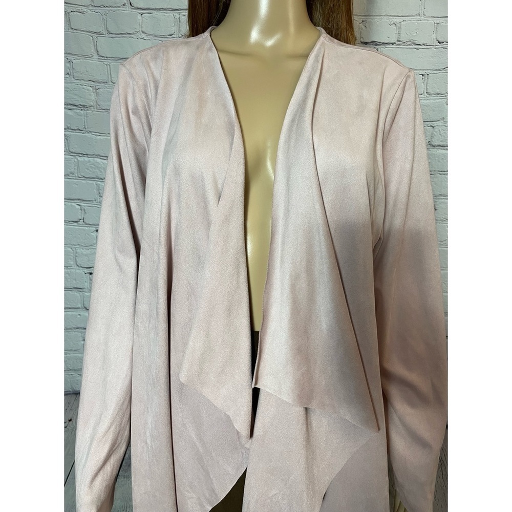 Soft Surroundings Faux Suede Ultra Soft Pink Waterfall Cardigan Size M - Picture 11 of 12